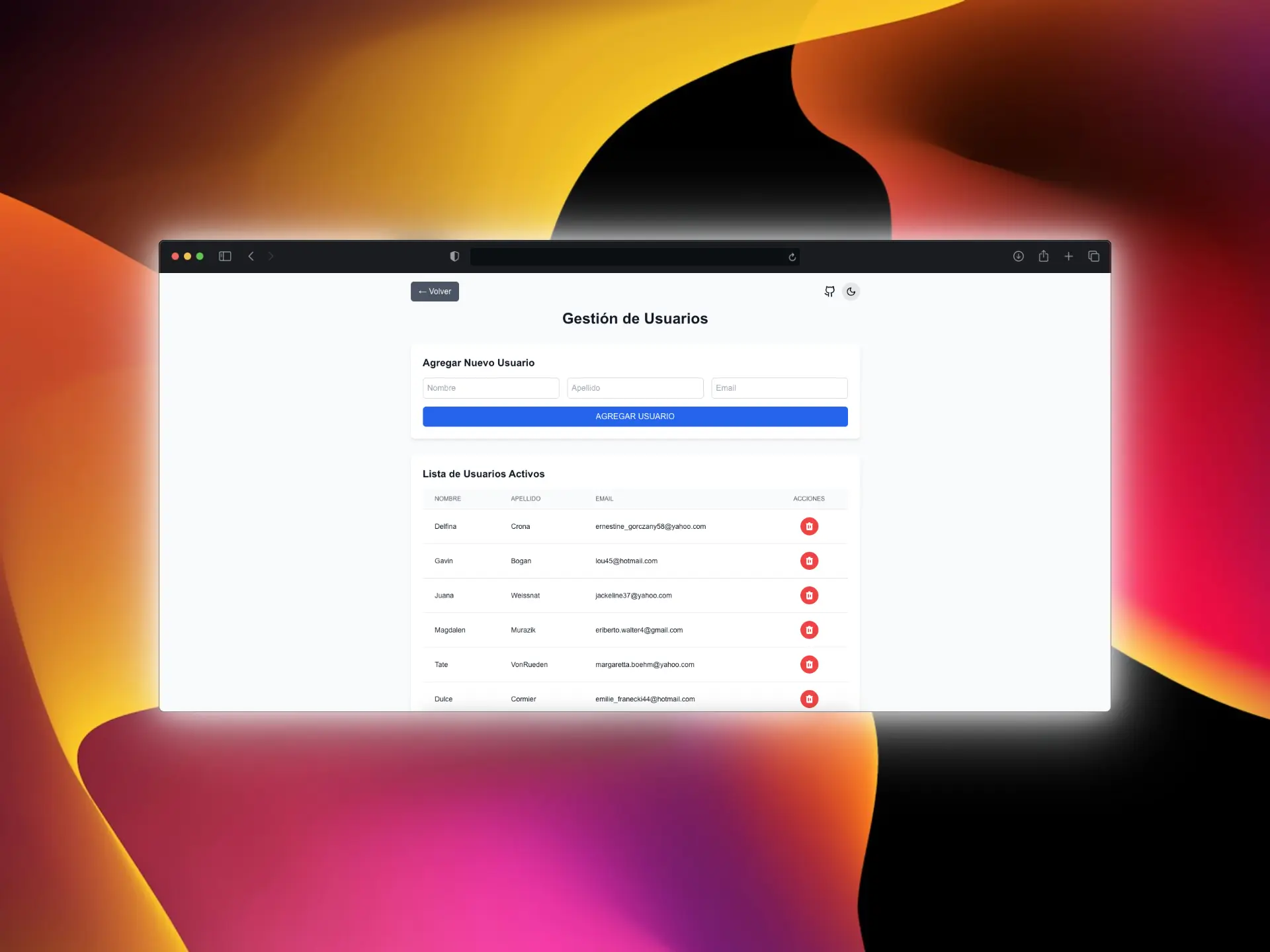 Project screenshot: User Management