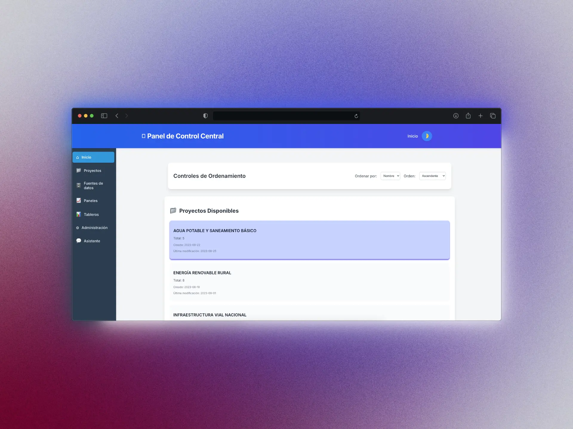 Project screenshot: API Dashboard