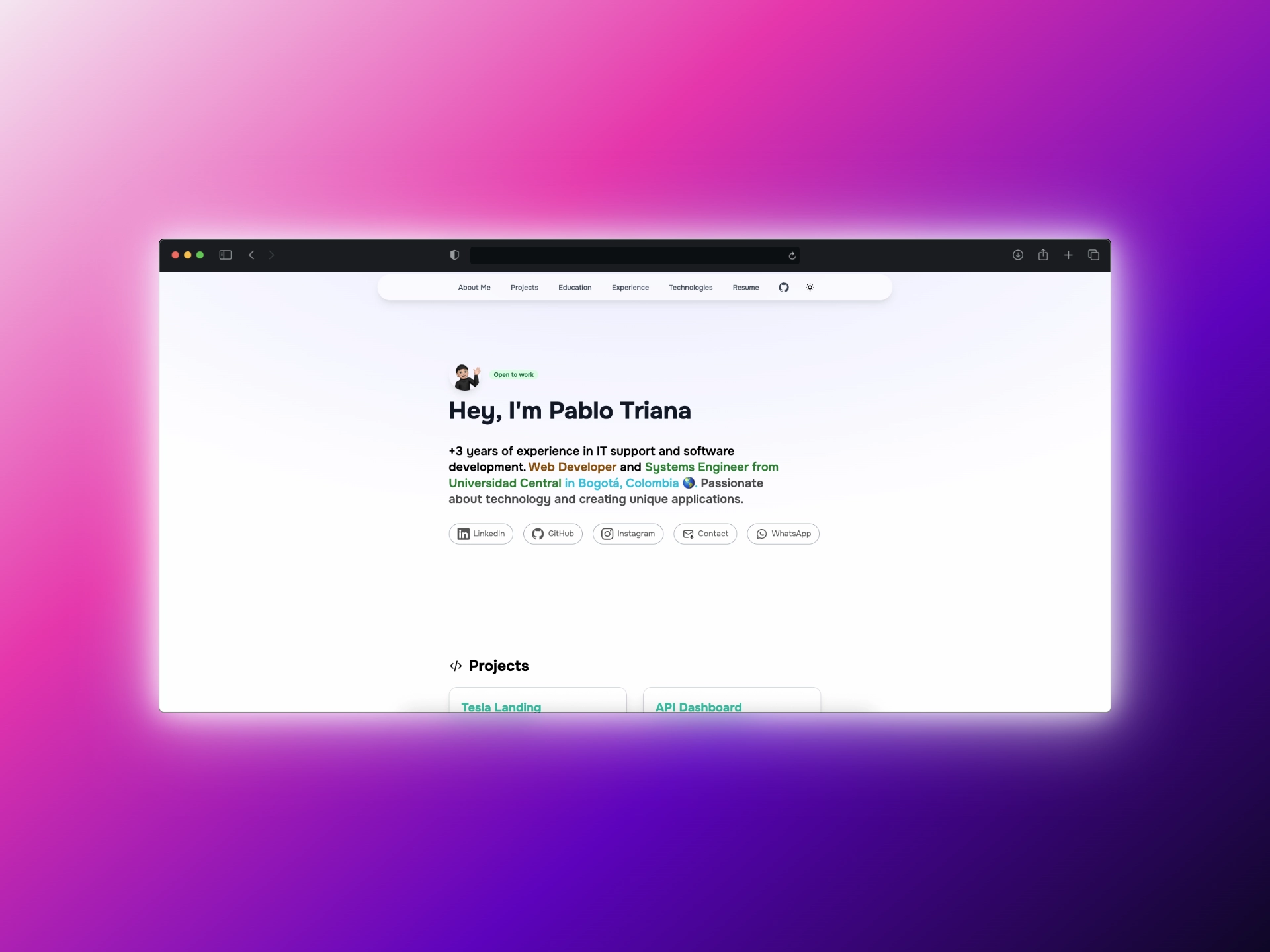 Project screenshot: Personal Portfolio