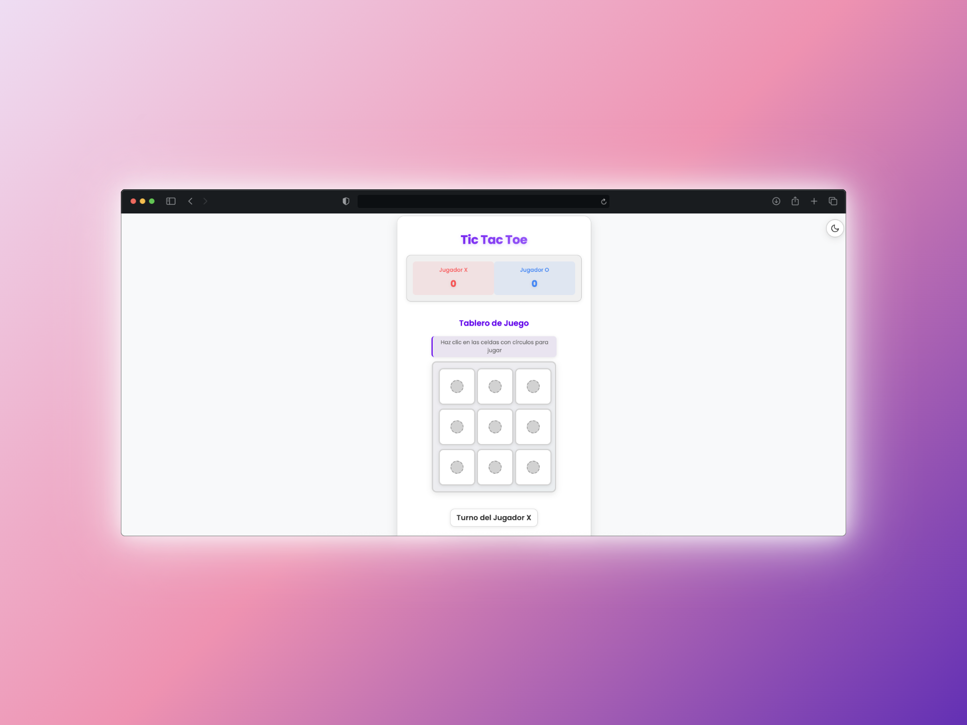 Project screenshot: TicTacToe game